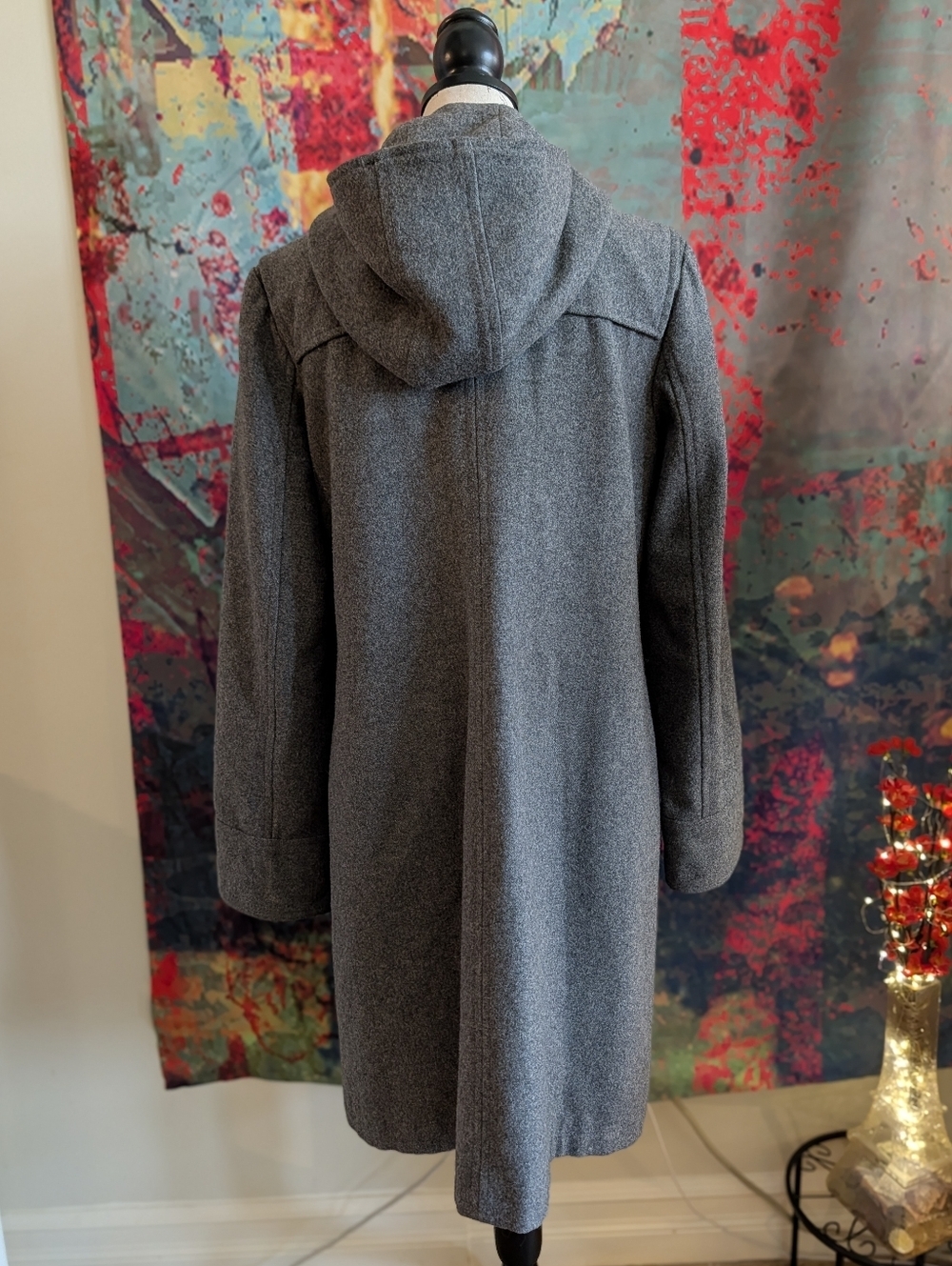 H&M Gray Hooded Wool-Blend Trench Coat - Picture 3 of 14